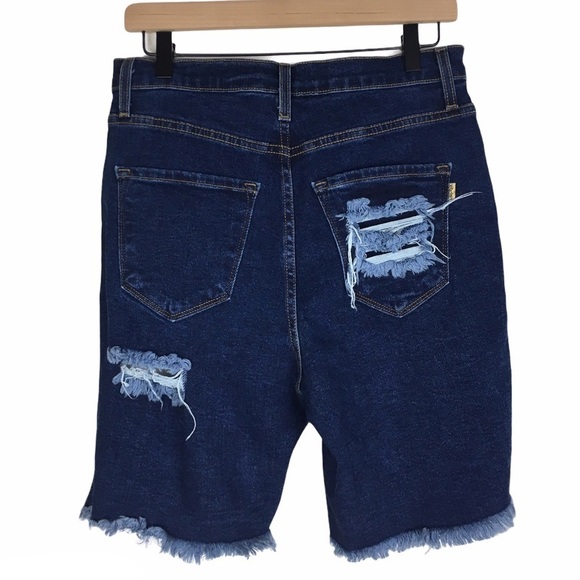 VIBRANT MIU Jean Shorts Distressed Bermuda Stretch Denim Streetwear Size Large - Picture 5 of 10